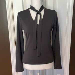 The Limited Gray L/S Top With Tie at The Neck. Medium